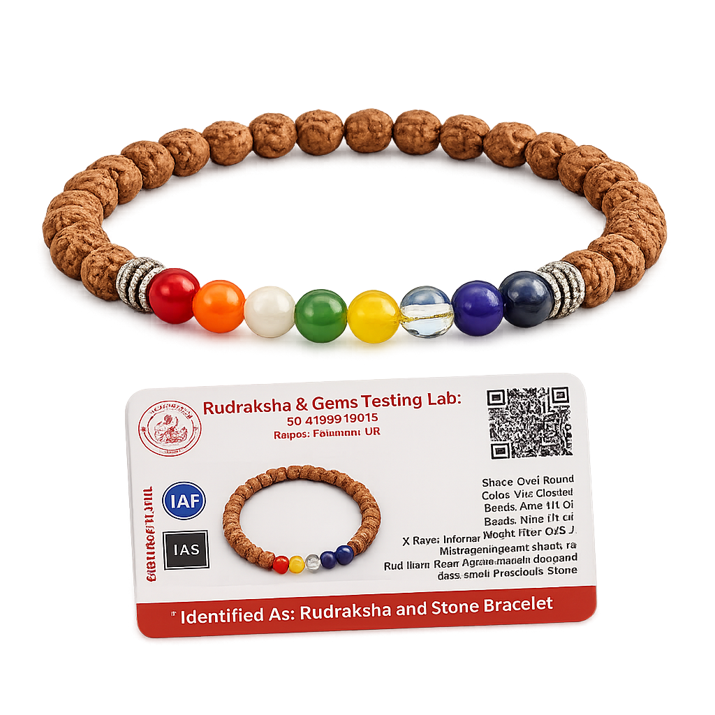 Nav Grah Shanti Bracelet with Rudraksha (Nav Ratna) product image